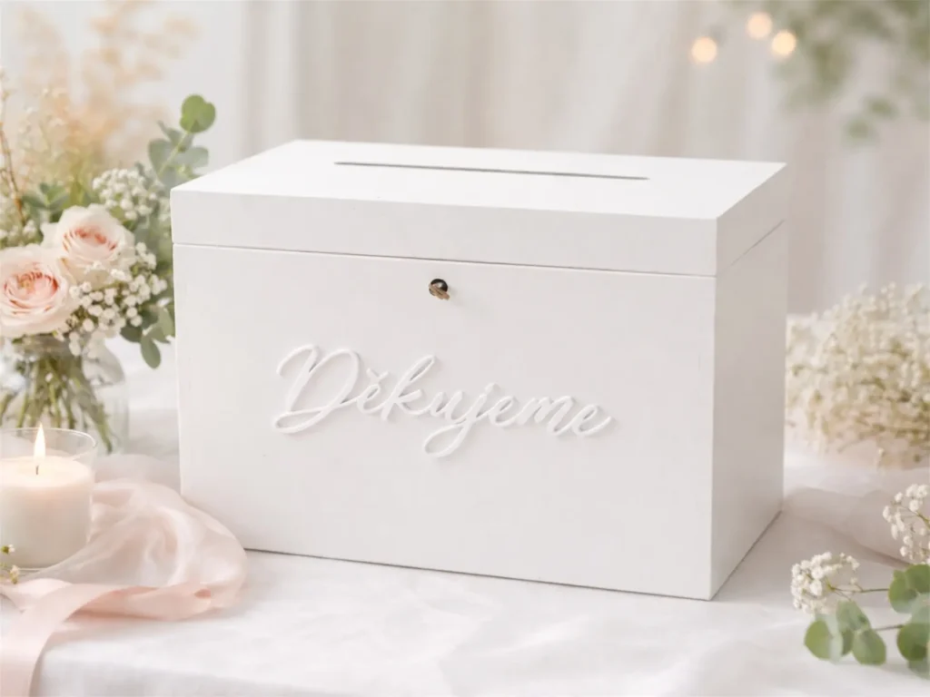 Bílá truhla na dary a přání