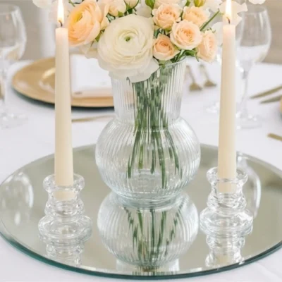 Zrcadlový tác, dekorace na svatební stůl