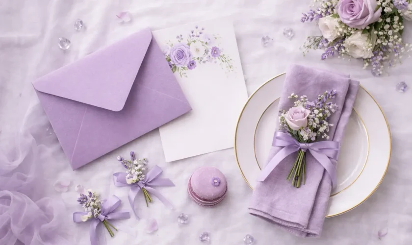 fialové svatební doplňky