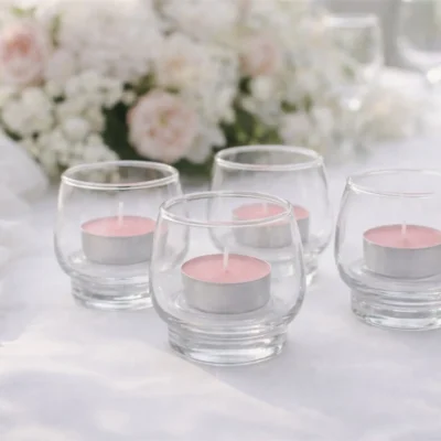 Skleněný svícen na svatební stůl